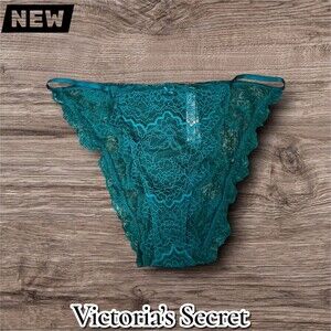 New NWT Victoria’s Secret Dream Angels Lace String Bikini – Teal – Size Large